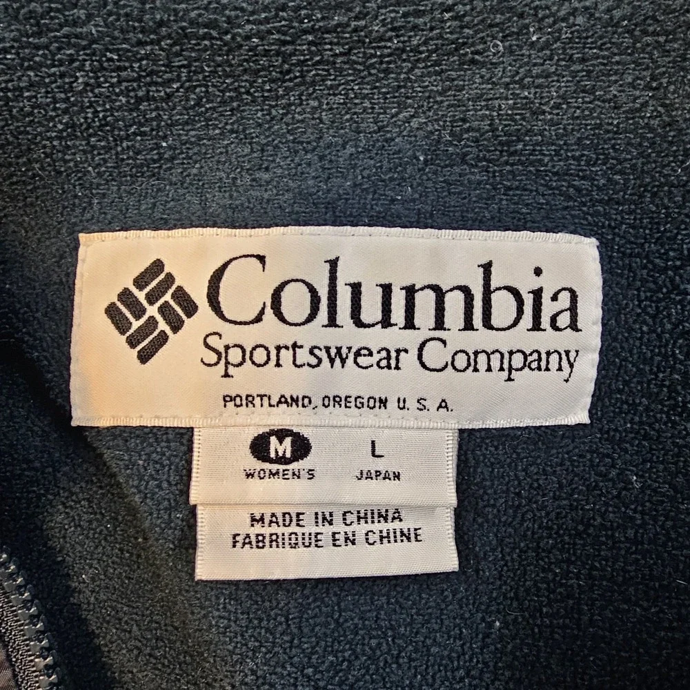 Columbia Sportswear Y2K Womens‎ M Fleece Lined Windbreaker Jacket Green Cinch